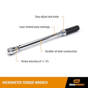 1/2 in. Drive 20 ft./lbs. to 150 ft./lbs. Micrometer Torque Wrench