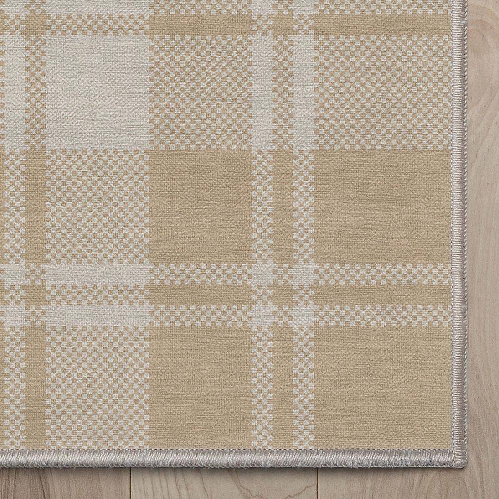 Apollo Beige Brown Plaid Flatwoven Synthetic 3'3" x 5' Area Rug