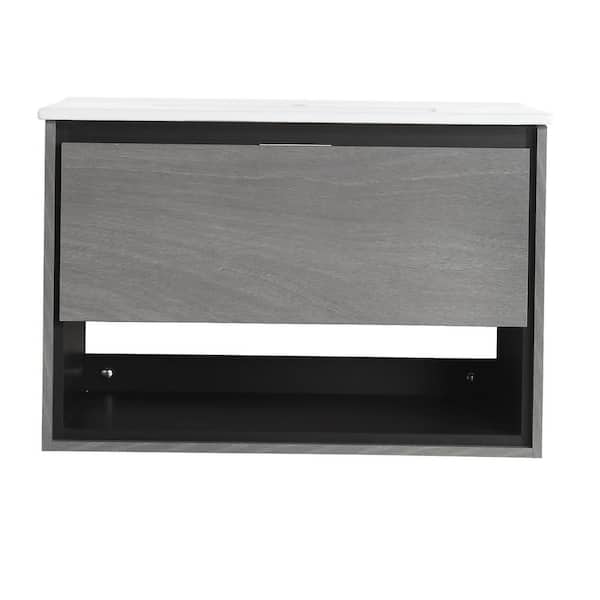 Unbranded 18.31 in. W x 29.92 in. D x 20.28 in . H Floating Bathroom Vanity Combo with Integrated Single Sink in Gray Top