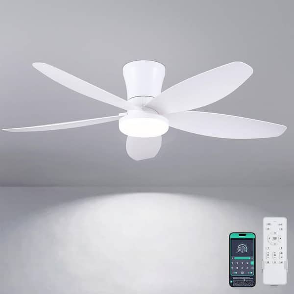 Kviflon 42 in. Indoor/Outdoor Modern White Ceiling Fan with Dimmable 3 Color LED Light and Remote/APP Control