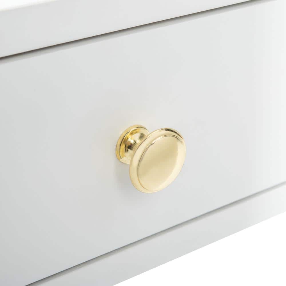 Transitional Gold & White Rectangular Coffee Table with Storage