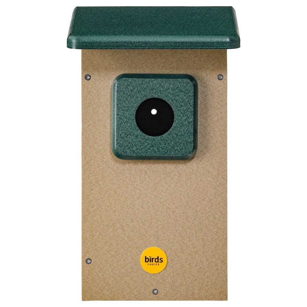 Taupe and Green Recycled Plastic Bluebird House with 1.5" Entrance