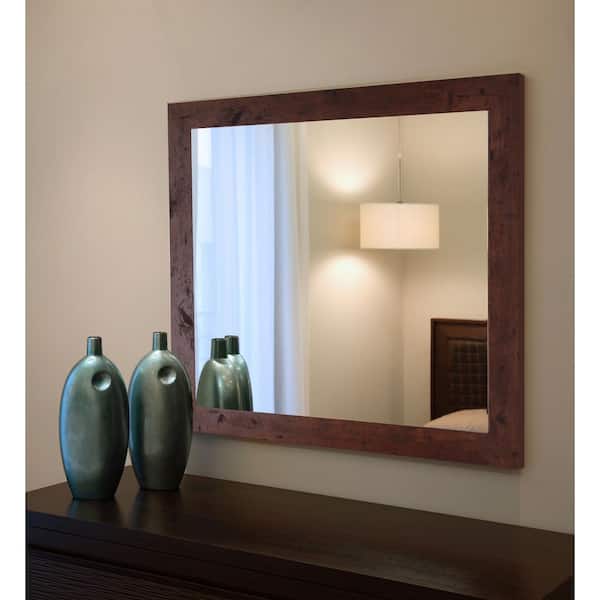 Unbranded Medium Rectangle Dark Walnut American Colonial Mirror (38 in. H x 32 in. W)