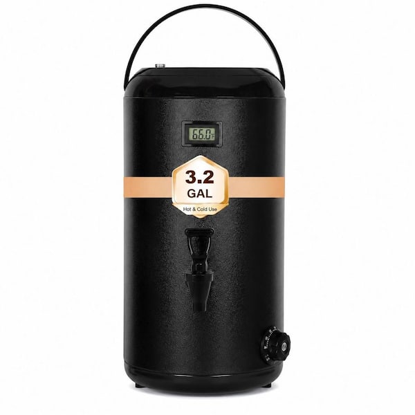12L Electric Heated Insulated Beverage Dispenser 75-Cup Capacity with LCD Temperature Display for Hot