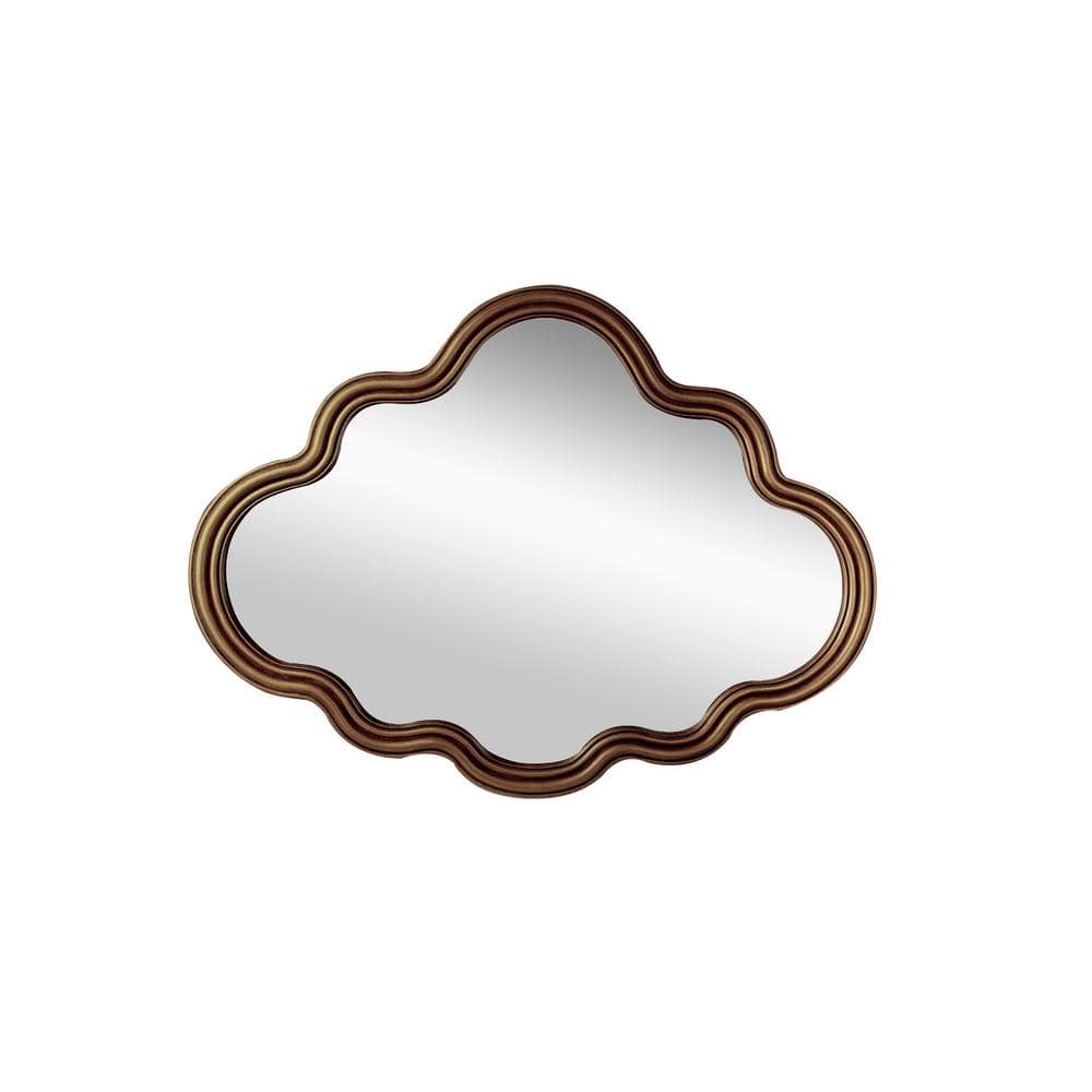 Antique Gold 39.9 in. W x 29.5 in. H Modern Irregular Wall Mirror with Clou