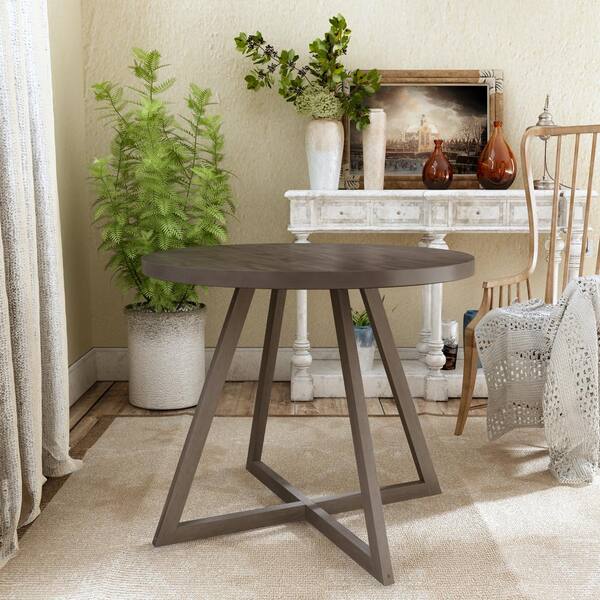 Gray Kitchen Dining Table Set, Tall Round Dining Table For 4