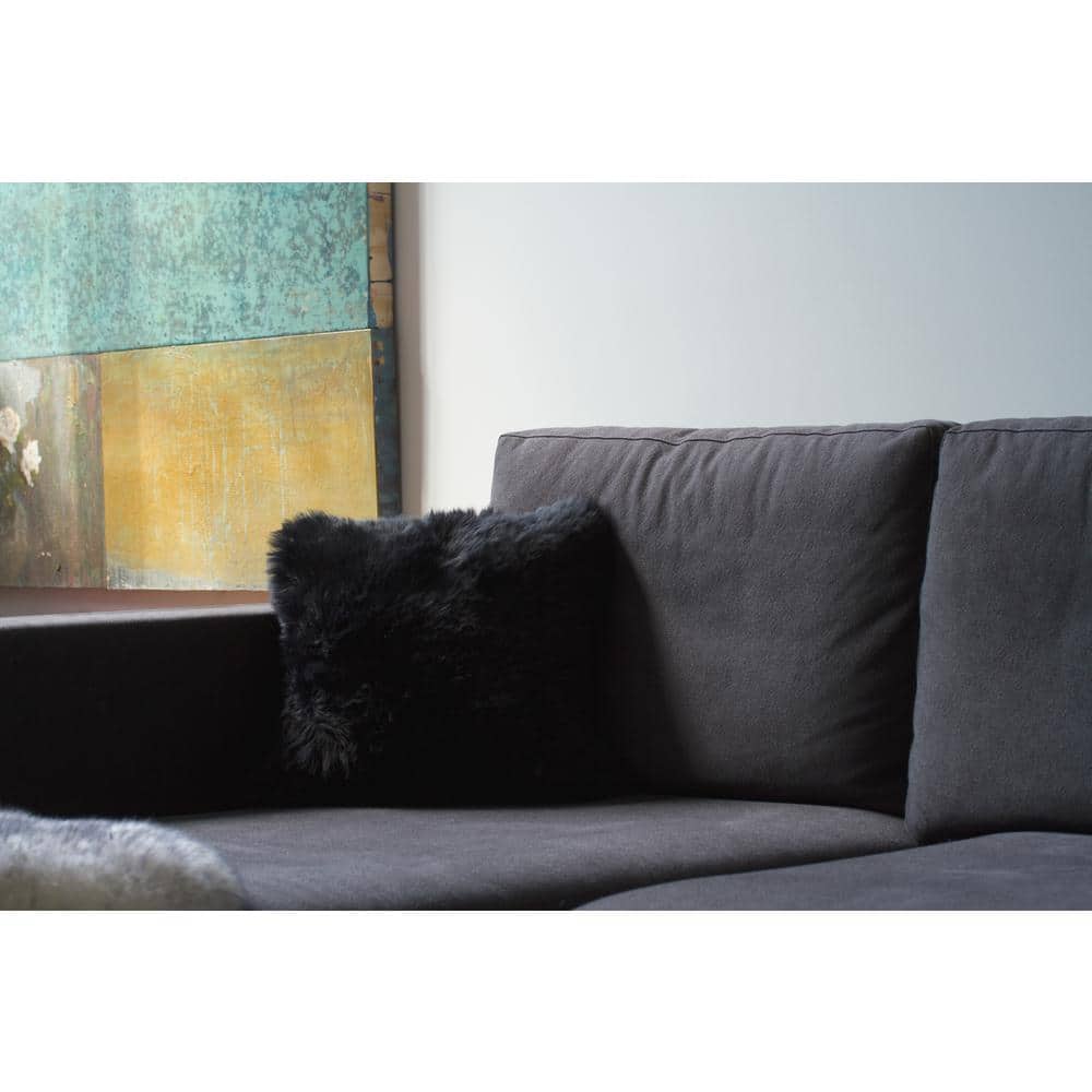 Natural Black Microsuede Square Throw Pillow, 18 x 18 in.