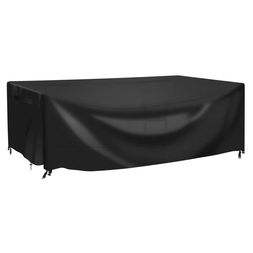 124" x 70.8" x 29" Black Rectangular Patio Furniture Cover - Waterproof 420D with Air Vent