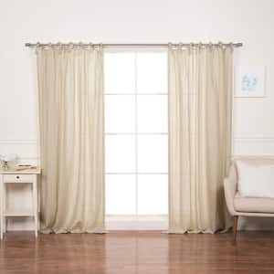 52" W X 84" L 100% Linen Romantic Tie Top Curtain Set Natural
