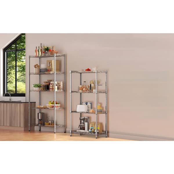 Otryad Heavy Duty Shelving Unit, Wire Metal Stackable Storage, 5-Tier Shelf for Kitchen in Chrome