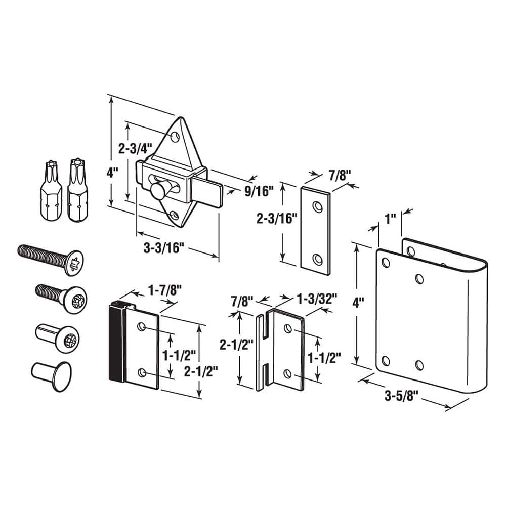 Chrome Stainless Steel Door Repair Kit for Round Edge Inswing Doors