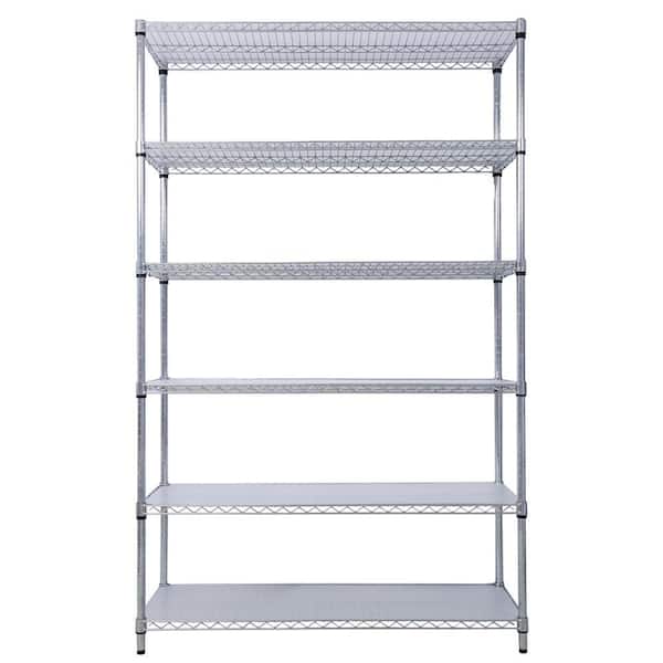 84 in. H x 48 in. L x 20 in. D 6-Shelf Chrome Metal Pantry Organizer Wheels Shelf Liners, Storage Wire Rack