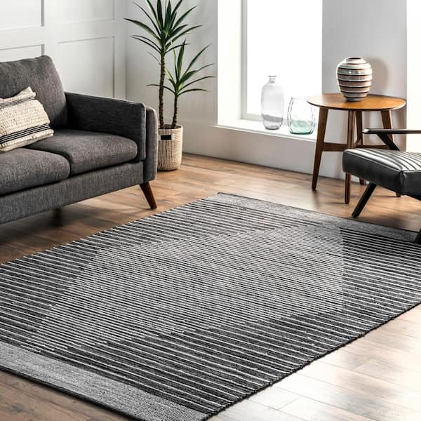 Missy Handmade Cotton Contemporary Diamond Flatweave Gray 9 ft. x 12 ft. Area Rug