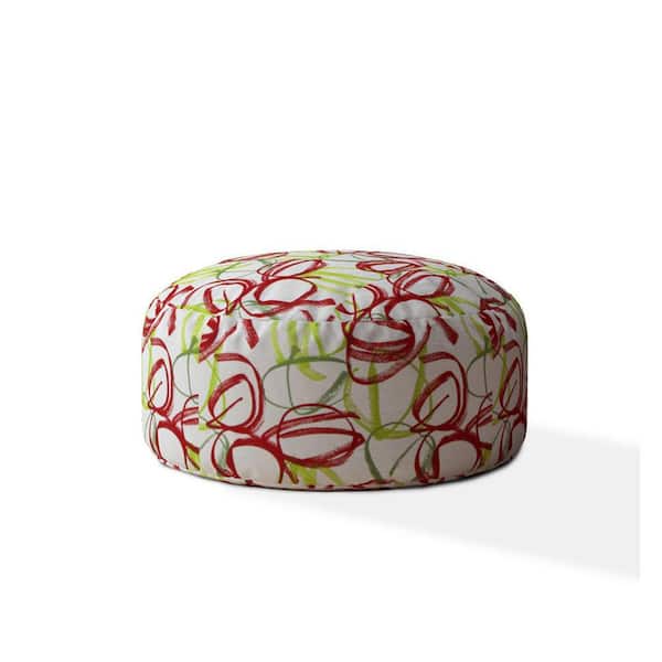 HomeRoots Green Cotton Round Pouf 20 in. x 24 in. x 24 in. Ottoman ...