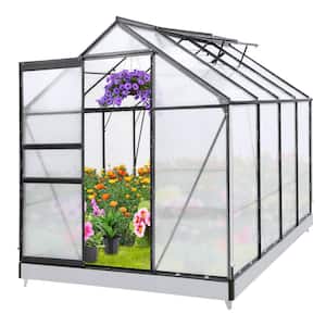 6 ft. W x 8 ft. D x 7 ft. H Outdoor Walk-In Polycarbonate Hobby Greenhouse, Gray