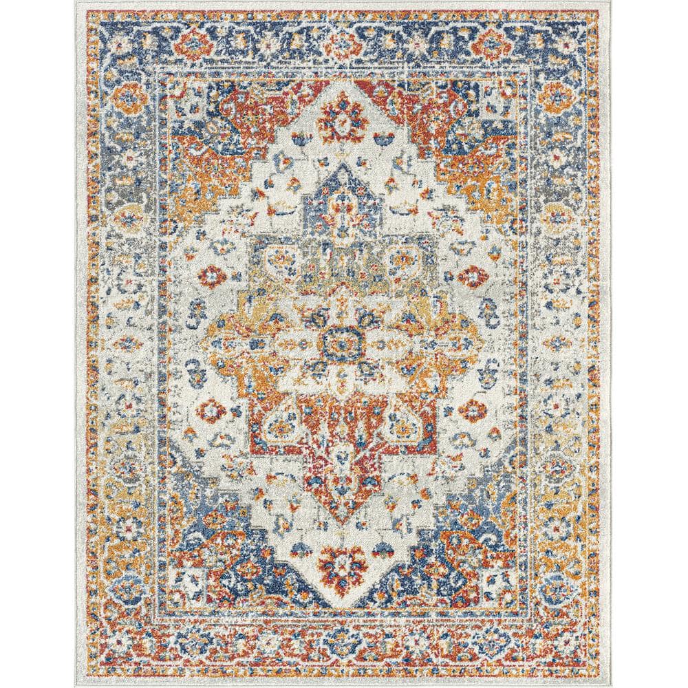 Tayse Rugs Chelsea Cream 7 ft. x 9 ft. Oriental Indoor Area Rug CHL1217 ...