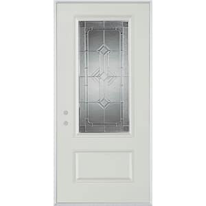 32 in. x 80 in. Neo-Deco Zinc 3/4 Lite 1-Panel Painted White Right-Hand Inswing Steel Prehung Front Door