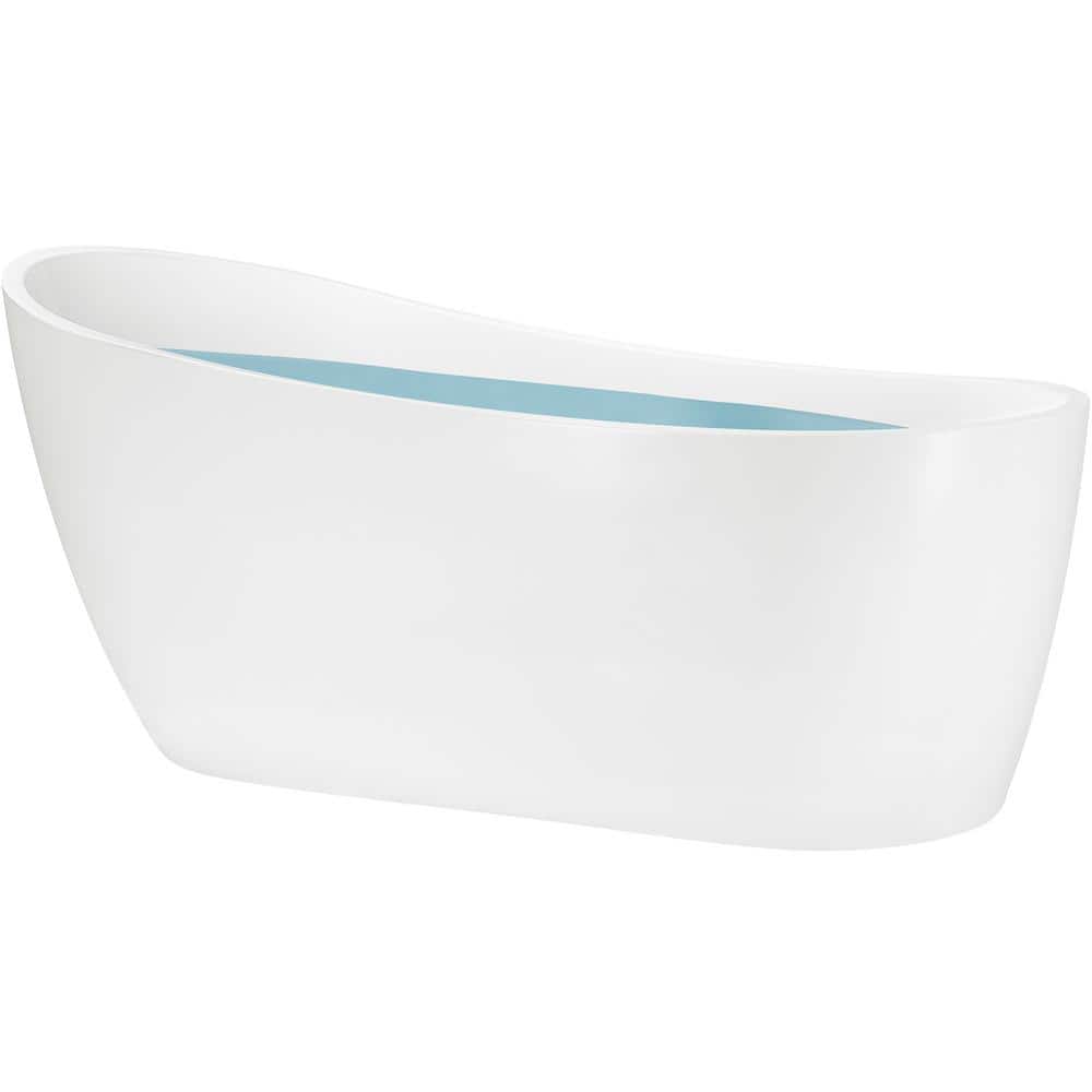 67" White Acrylic Freestanding Soaking Bathtub