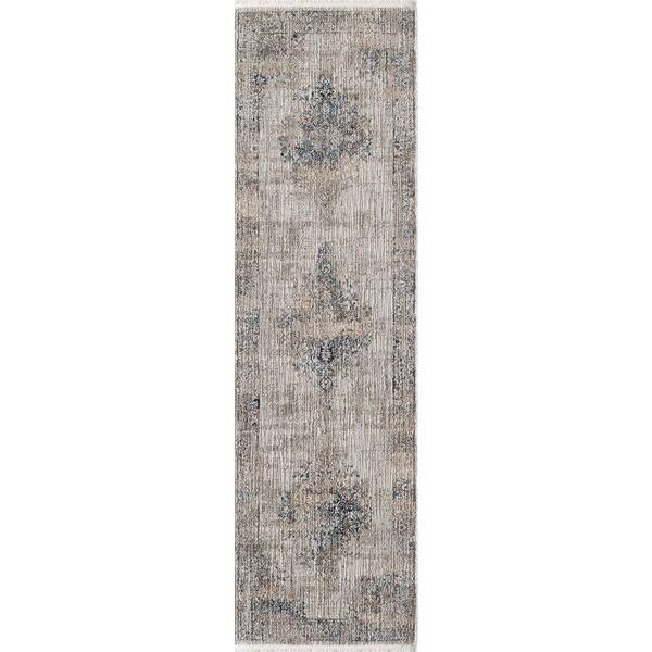 MILLERTON HOME Rhye Greige 2 ft. x 8 ft. Vintage Medallion Runner Rug