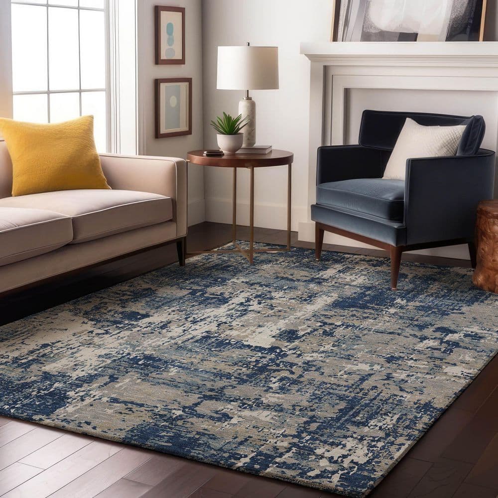 Mayfield Premium Machine Washable Abstract AMF1008 Navy 9 ft. x 12 ft. Area Rug price history on PriceWatchPro