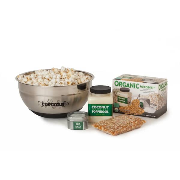 Wabash Valley Farms 4-Piece Popcorn Gift Set with DIY Organic Popcorn Set and Popcorn Bowl