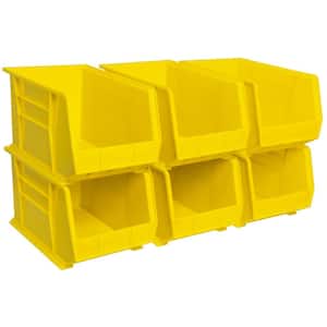 AkroBin 11 in. 60 lbs. Storage Tote Bin in Yellow with 5.5 Gal. Storage Capacity (6-Pack)