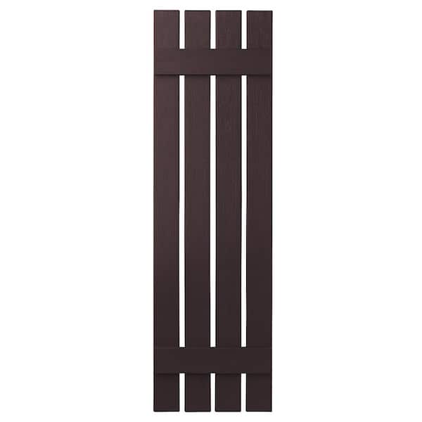 16 in. x 47 in. Polypropylene Plastic 4-Board Open Board and Batten Shutters Pair in Winestone