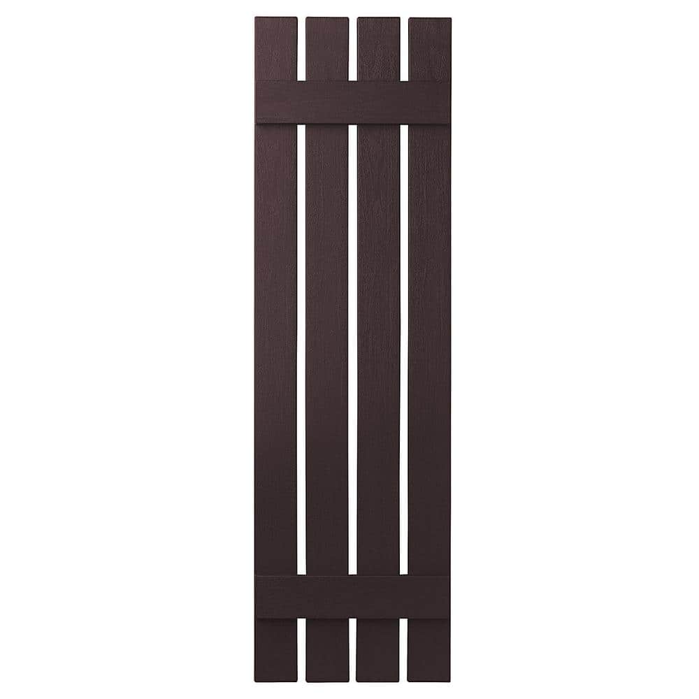 16 in. x 51 in. Polypropylene Plastic 4-Board Open Board and Batten Shutters Pair in Winestone