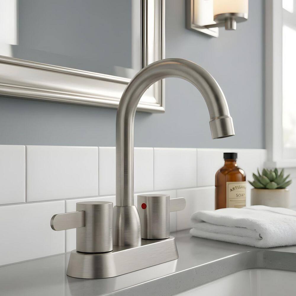4 in. Centerset Double Handle Bathroom Sink Faucet in Brushed Nickel price history on PriceWatchPro