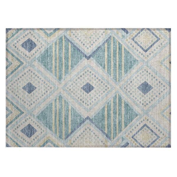 Chantille Machine Washable Indoor/Outdoor Abstract ACN3128 Teal 2 ft. x 3 ft. Accent Rug