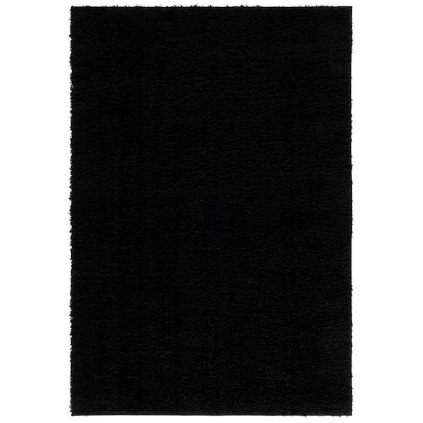 Lindsay Shag 9 ft. x 12 ft. Black Modern Solid Area Rug