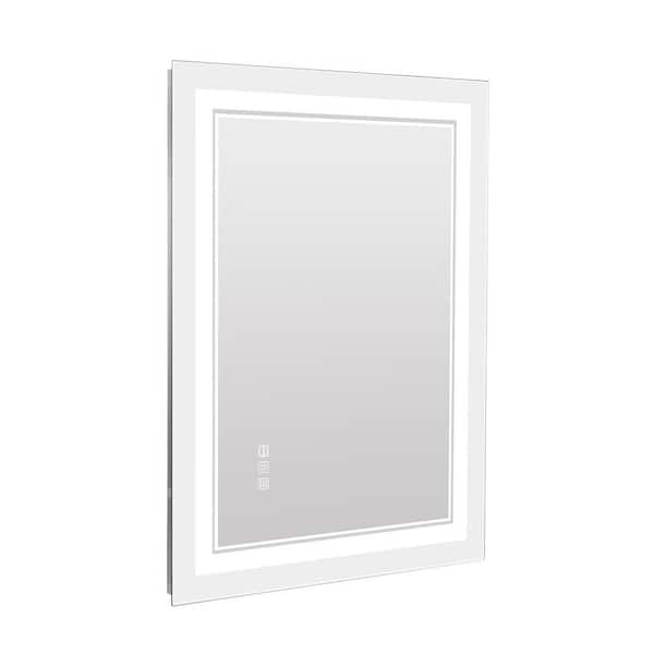 Unbranded 40 in. W x 24 in. H Rectangular Frameless LED Anti-Fog Wall Mount Bathroom Vanity Mirror in Silver