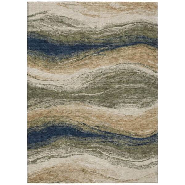 Chantille Machine Washable Indoor/Outdoor Abstract ACN3020 Olive 5 ft. x 7 ft. 6 in. Area Rug