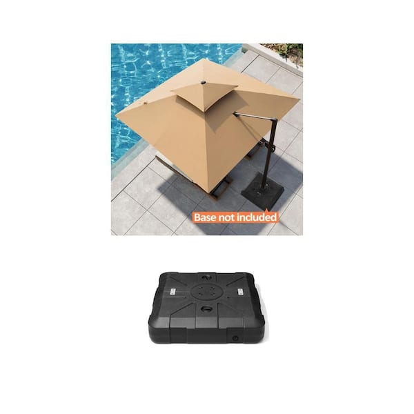 11 ft. x 11 ft. Aluminum Cantilever Patio Umbrella and 260 lbs. Fillable Offset Umbrella Base Combo