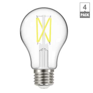 40-Watt Equivalent A19 Dimmable Clear Glass Filament LED Light Bulb Bright White (4-Pack)