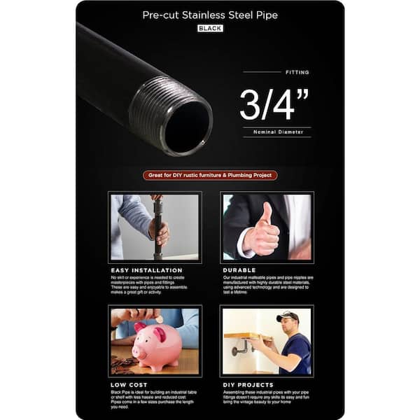 3/4 in. x 72 in. Black Steel Pipe 3/4 in. x 72 in. Black Steel Pipe