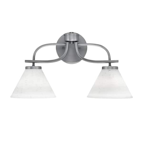 Unbranded Olympia 8.25 in. 2 -Light Bath Bar, Graphite, White Muslin Glass Vanity -Light