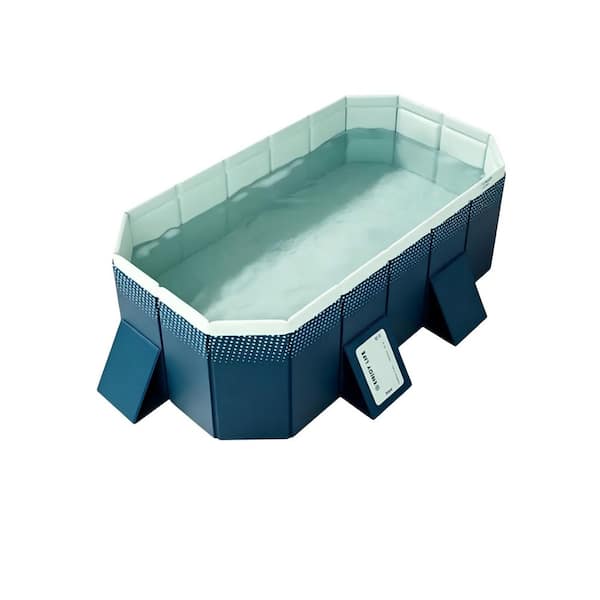 Blue 7 ft. x 4.5 ft. Rectangular 19 in. Deep Hard Side Pool, PVC Outdoor Swimming Pool, Strong and Durable