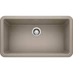 IKON Farmhouse Apron-Front Granite Composite 33 in. Single Bowl Kitchen Sink in Truffle