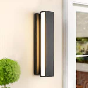 Samuel 1-Light Matte Black Outdoor Hardwired Contemporary LED Cylinder Wall Sconce