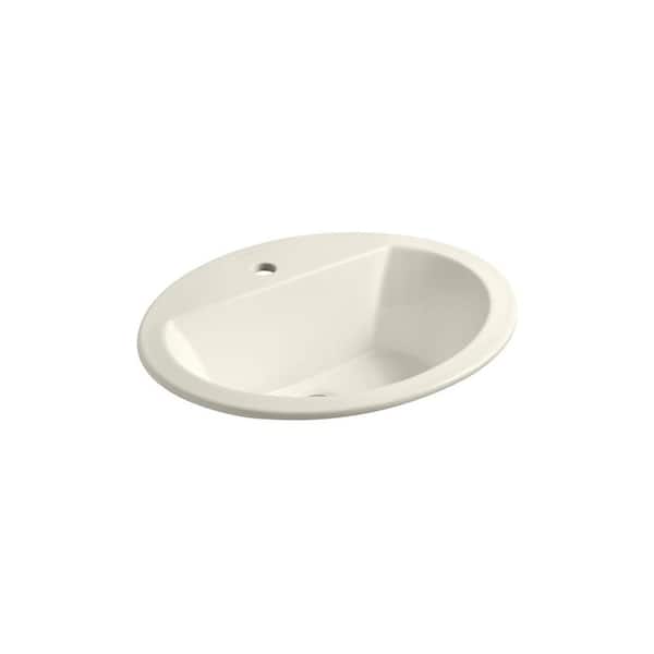 KOHLER Bryant 20-1/4 in. Oval Drop-In Vitreous China Bathroom Sink in Biscuit with Overflow Drain