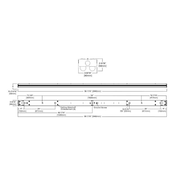 8 ft. 2-Light Linear White Integrated LED Garage/Residential Strip Light with 9000 Lumens, 4000K