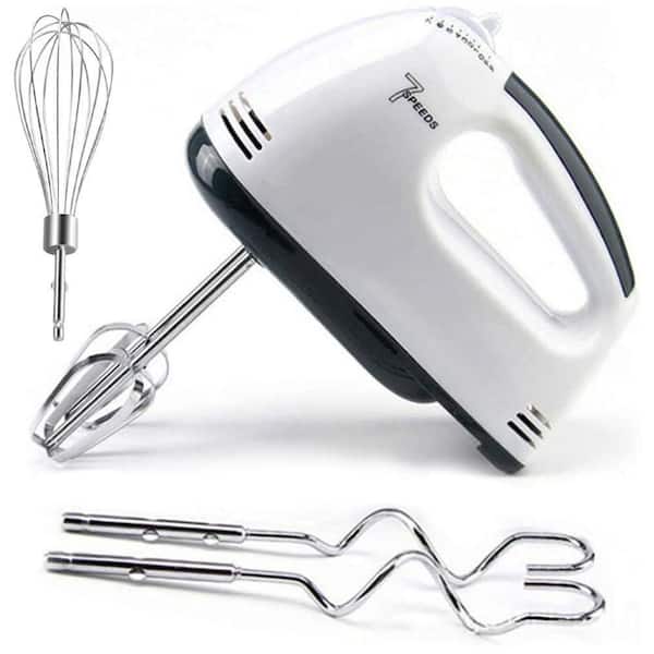 Electric Hand Mixer, 7-Speed 180W Handheld Mixer with 5 Stainless Steel Accessories, Turbo Boost and Eject Button, White