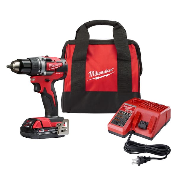  M18 18-Volt Lithium-Ion Brushless Cordless 1/2 in. Compact Drill/Driver with (1) 2.0 Ah Battery, Charger and Tool Bag | The Home Depot