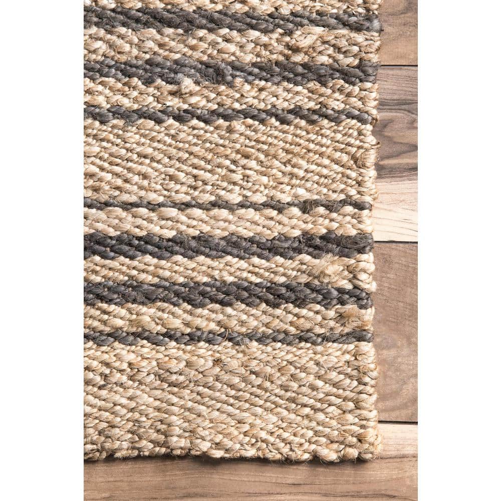 Sandy Natural Striped Jute Handmade Area Rug 3' x 5'