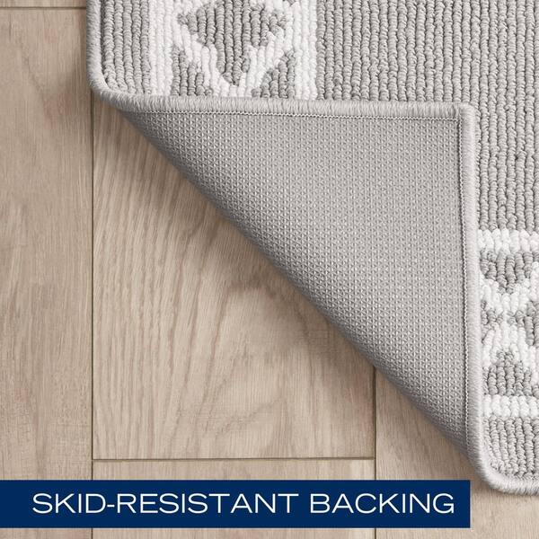 Nautica Washable Skid Resistant Light Grey/White 2.2 ft. x 4 ft
