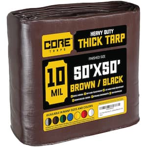 50 ft. x 50 ft. Brown/Black 10 Mil Heavy Duty Polyethylene Tarp, Waterproof, UV Resistant, Rip and Tear Proof