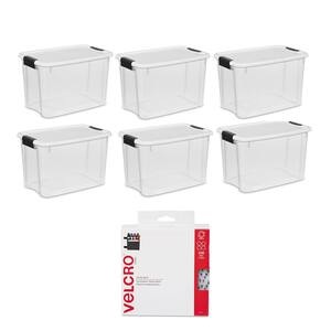 30 Qt. Storage Box with Lid (6-Pack) Bundled with VELCRO Brand (200-Pack)