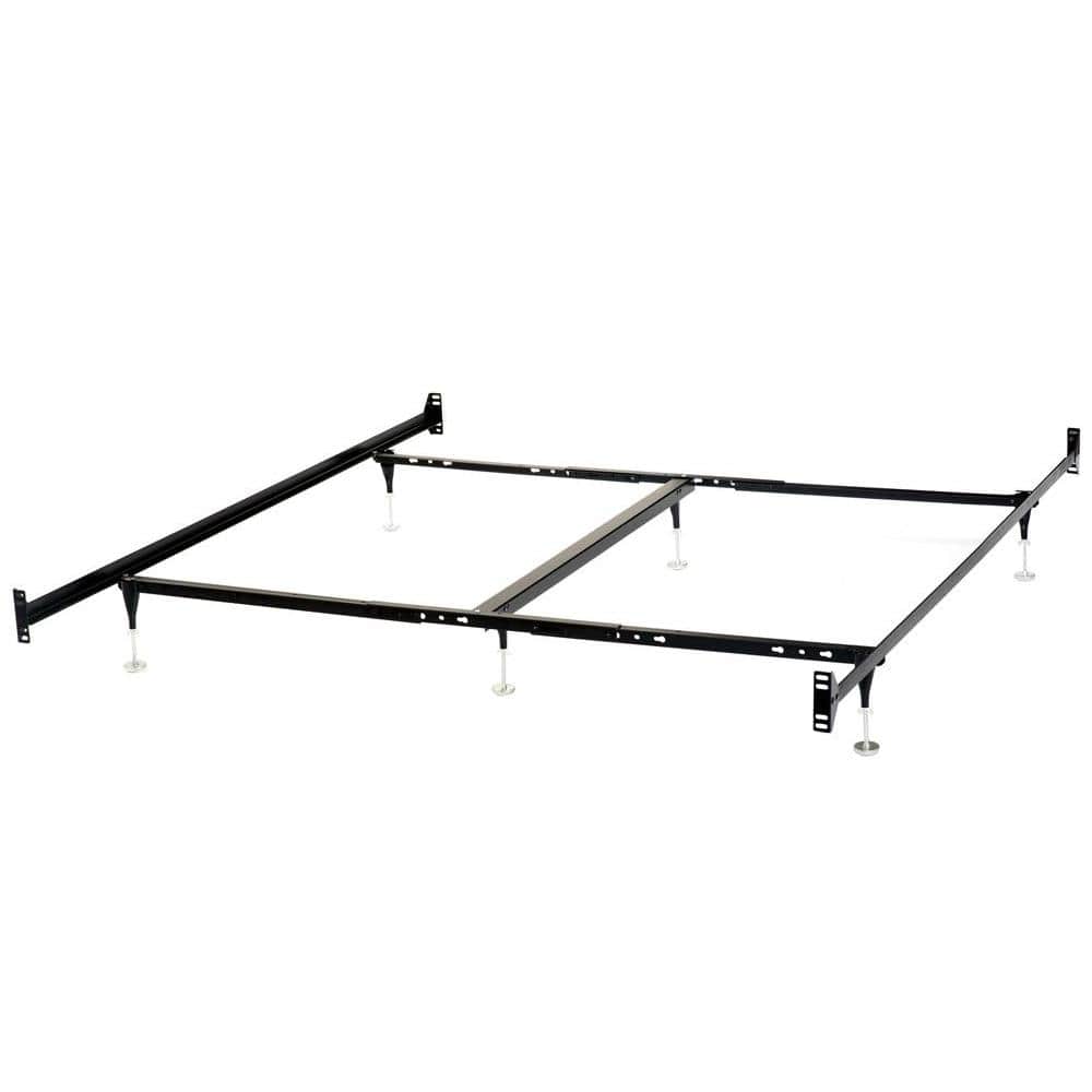 Black Metal Upholstered California King Bed Frame with Headboard