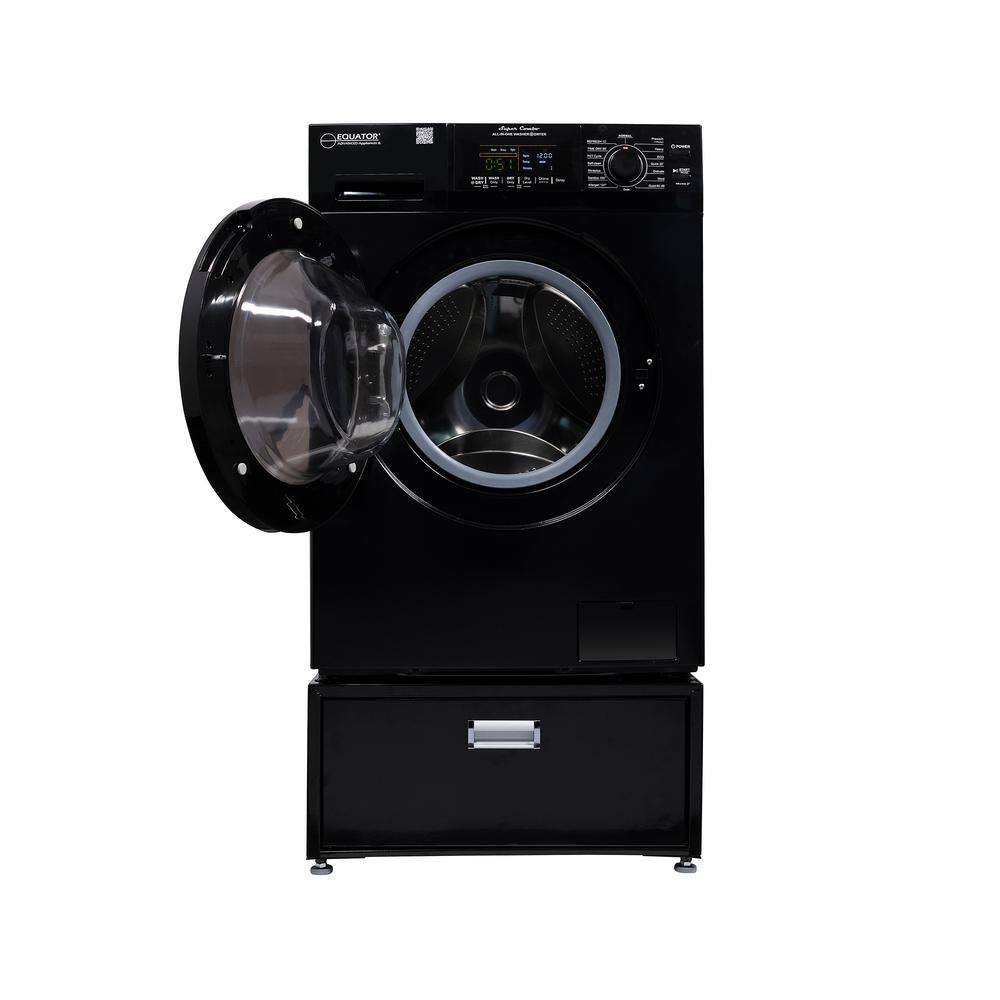 Black 1.62 cu. ft. Smart Electric All-in-One Washer Dryer with Pedestal